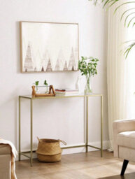 Vasagle Console Table, Side Table, Tempered Glass Tabletop, Modern Sofa Table, Adjustable Feet, Gold - thumbnail 2