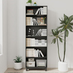 Urbn-Living Urbnliving 180Cm Height Black 6 Tier Wooden Bookcase Shelf Storage Display Shelving Unit - thumbnail 1