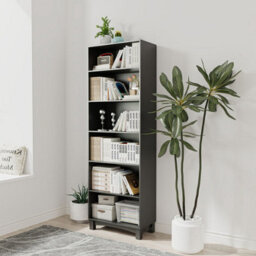 Urbn-Living Urbnliving 180Cm Height Black 6 Tier Wooden Bookcase Shelf Storage Display Shelving Unit - thumbnail 2