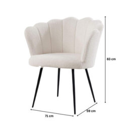 Home Source Compact Scallop Black Legs White Occasional Accent Chair - thumbnail 7