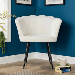 Home Source Compact Scallop Black Legs White Occasional Accent Chair - thumbnail 2
