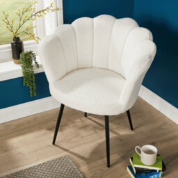 Home Source Compact Scallop Black Legs White Occasional Accent Chair - thumbnail 3