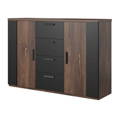 Arte Sigma 26 Sideboard Cabinet In Oak Flagstaff & Black Matt - W1320mm H940mm D400mm, Modern Storage - image 1