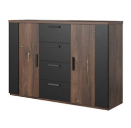 Arte Sigma 26 Sideboard Cabinet In Oak Flagstaff & Black Matt - W1320mm H940mm D400mm, Modern Storage - thumbnail 1