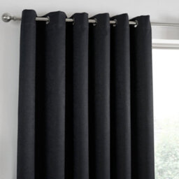 Fusion Strata Black Triple-Woven Dimout Eyelet Curtains - thumbnail 3