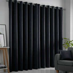 Fusion Strata Black Triple-Woven Dimout Eyelet Curtains - thumbnail 2