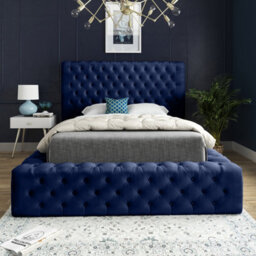 Ds Living Cambridge Upholstered Soft Plush Blue Velvet Bed Frame 4Ft - thumbnail 3