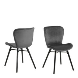 Wyld Haus Acorn Set Of 2 Dark Grey Velvet-Effect Dining Chairs - thumbnail 2