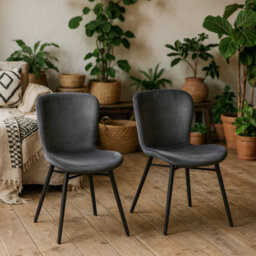 Wyld Haus Acorn Set Of 2 Dark Grey Velvet-Effect Dining Chairs - thumbnail 1