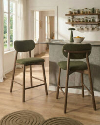 Beliani Set Of 2 Bar Chairs Mills Boucle Brown/ Green - thumbnail 2