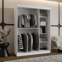 Arte Royal 150Cm Sliding Door Wardrobe Oak Walnut With Dressing Mirror Panel - thumbnail 3