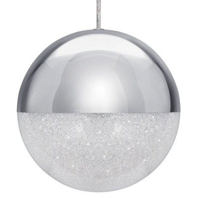Long Life Lamps Company Led Ceiling Chrome Glass Globe Pendant Light Cct Natural Cool Warm White H3108 - image 1