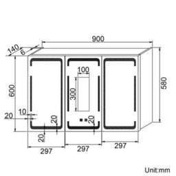 Bathroom Mirror Cabinet 3 Led Lights Demister Shaver Socket Cupboard 900X600mm - thumbnail 2