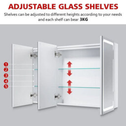 Bathroom Mirror Cabinet 3 Led Lights Demister Shaver Socket Cupboard 900X600mm - thumbnail 5