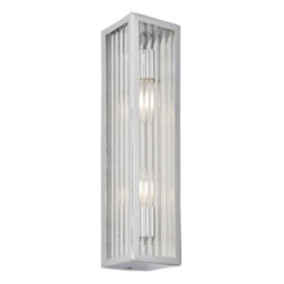 Luminosa Lighting Luminosa Newham Outdoor Contemporary 2 Light Wall Lamp Chrome, Clear Ribbed Glass