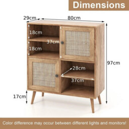Rattan Sideboard Modern Buffet Cabinet Kitchen Boho Accent Cabinet - thumbnail 2