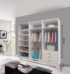 Modern Lyon Mirror Sliding Door Wardrobe With Hanging Rails & Shelves (Grey, 250Cm) - thumbnail 2