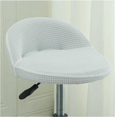 Modern Irregular Round Swivel Bar Stool Cover, Scandinavian Style Kitchen Chair Dining Room, 1 Piece, White - image 1