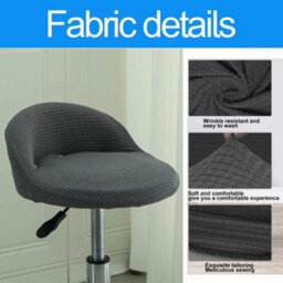 Modern Irregular Round Swivel Bar Stool Cover, Scandinavian Style Kitchen Chair Dining Room, 1 Piece, White - thumbnail 5