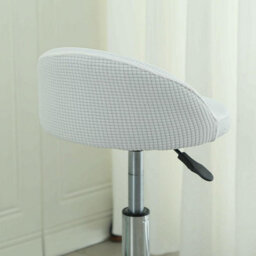 Modern Irregular Round Swivel Bar Stool Cover, Scandinavian Style Kitchen Chair Dining Room, 1 Piece, White - thumbnail 3