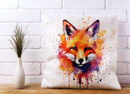 Warren Reed Designer Watercolour Splashart Fox Face Cushions 45Cm X 45Cm - thumbnail 2