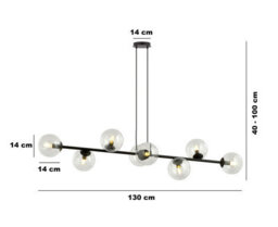 Emibig Lighting Emibig Rossi Pendant Lamp  8 X E14 Black With Transparent Shade - thumbnail 3