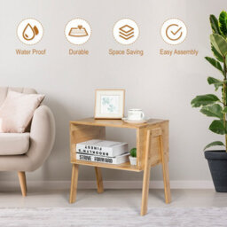 Gainoom Set Of 2 Stackable Bedside Table Nightstand Bamboo Coffee Tea Table With Storage - thumbnail 8