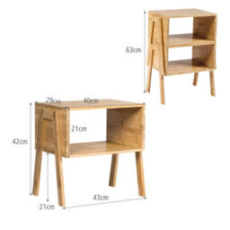 Gainoom Set Of 2 Stackable Bedside Table Nightstand Bamboo Coffee Tea Table With Storage - thumbnail 2