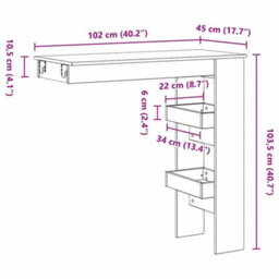 Walplus Wall Bar Table Black Oak 102 X 55 X 103.5 Cm Engineered Wood - thumbnail 9