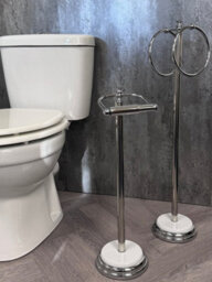 Showerdrape Opera 2 Piece Bathroom Accessory Set Toilet Roll Holder & Towel Ring - thumbnail 1