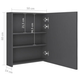 Berkfield Led Bathroom Mirror Cabinet Grey 50X14X60 Cm - thumbnail 8