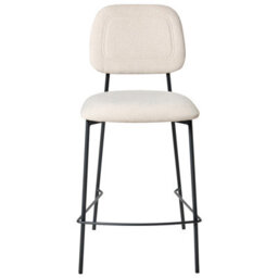 Wyld And Coco Casalux Set Of 2 Velvet Bar Chairs Beige With Black Iron Frame, Counter Height, Compact (W45 X D48 X H96Cm) - thumbnail 1