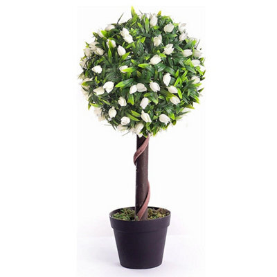 Best Artificial 2Ft / 60Cm White Tulip Ball Tree Plant Garden Office Conservatory Tropical Indoor Outdoor - image 1