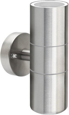 Outdoor Wall Light Silver Stainless Steel Ip65 Up & Down Gu10 - image 1