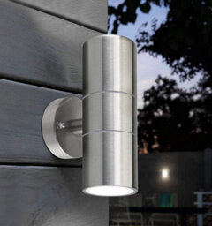 Outdoor Wall Light Silver Stainless Steel Ip65 Up & Down Gu10 - thumbnail 6