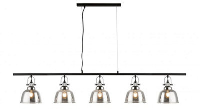Luminosa Lighting Luminosa Ava 5 Light Linear Bar Smoke Glass Bar Pendant Ceiling Light