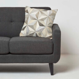 Homescapes Geometric Star Grey Leather Cushion 45 X 45 Cm - thumbnail 2