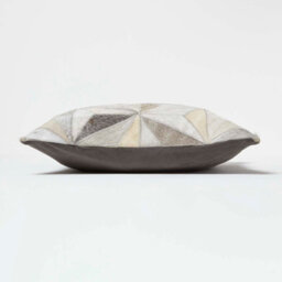 Homescapes Geometric Star Grey Leather Cushion 45 X 45 Cm - thumbnail 4