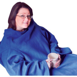 Loops Cozy Blue Polyester Fleece Blanket With Oversized Sleeves For Ultimate Comfort
