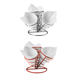 Orsina French Fry 3 Cones Set With Red Metal Stand - thumbnail 2