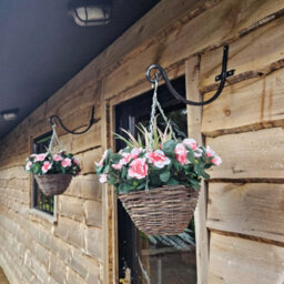 Best Artificial Pink Azalea Flower With Rattan Wicker Hanging Basket For Indoor Or Outdoor Use - thumbnail 4