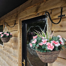 Best Artificial Pink Azalea Flower With Rattan Wicker Hanging Basket For Indoor Or Outdoor Use - thumbnail 5