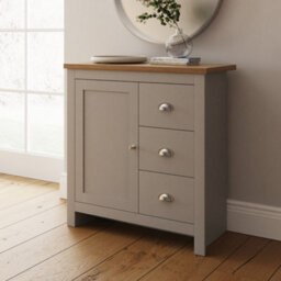 3 Drawers Storage Grey Multi Unit Sideboard Living Hallway Cabinet - thumbnail 4