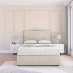 "Sloomy 4Ft Kansas Divan Bed Base Cream Plush ,4 Drawers & 54"" Floor Standing Headboard - Small Double" - thumbnail 2