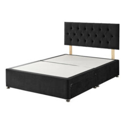 Aspire Olivier Divan And Hybrid Memory Pocket Mattress, Plush Fabric, Strutted Headboard, 2 Drawers, Onyx, Small Double - thumbnail 4