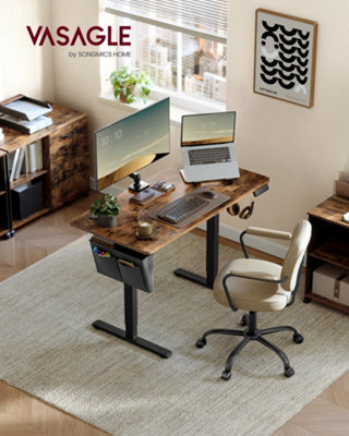 Vasagle Electric Standing Desk, Height Adjustable Desk, 60 X 120 X (72-120) Cm, 4 Memory Heights, Rustic Brown And Ink Black - image 1