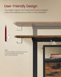 Vasagle Electric Standing Desk, Height Adjustable Desk, 60 X 120 X (72-120) Cm, 4 Memory Heights, Rustic Brown And Ink Black - thumbnail 7