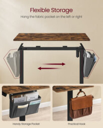 Vasagle Electric Standing Desk, Height Adjustable Desk, 60 X 120 X (72-120) Cm, 4 Memory Heights, Rustic Brown And Ink Black - thumbnail 6