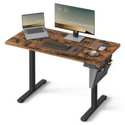 Vasagle Electric Standing Desk, Height Adjustable Desk, 60 X 120 X (72-120) Cm, 4 Memory Heights, Rustic Brown And Ink Black - thumbnail 3