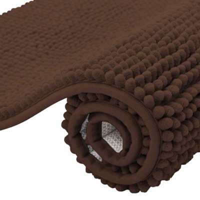 K Collection Chenille Bath Mat Brown (60Cm X 40Cm)